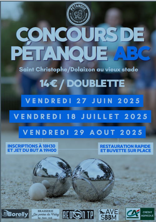 Concours de pétanque en Doublette - Saint-Christophe-sur-Dolaison
