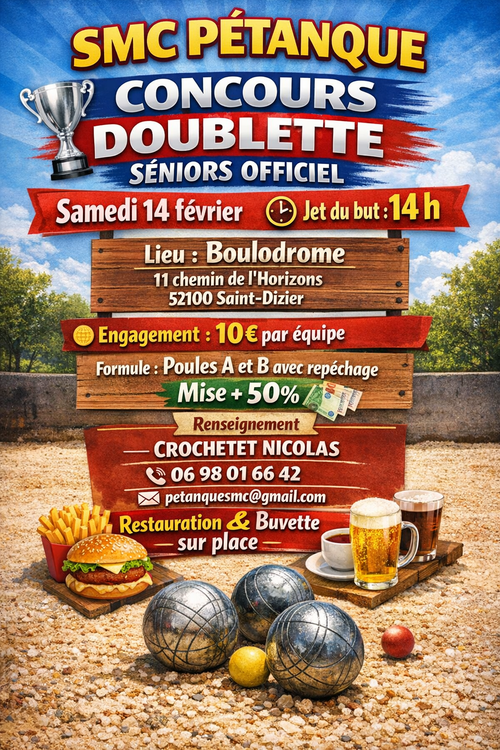 Concours de pétanque en Doublette - Départemental - Saint-Dizier