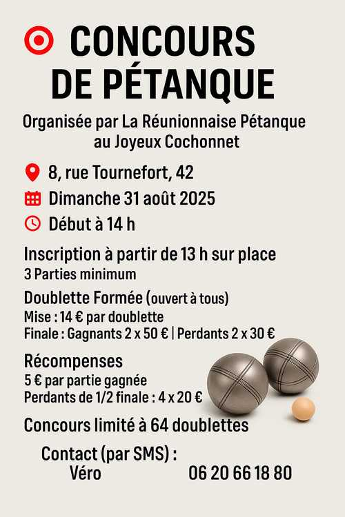 Concours de pétanque en Doublette - Saint-Étienne