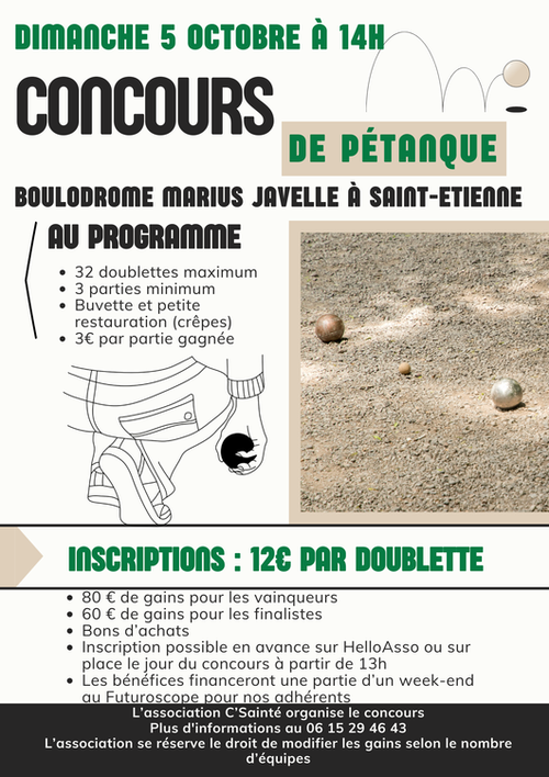 Concours de pétanque en Doublette - Saint-Étienne