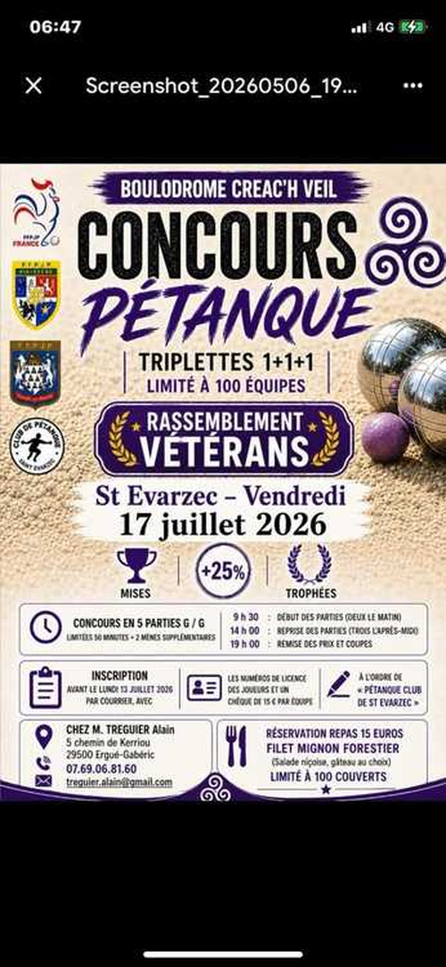 Concours de pétanque en Triplette - Saint-Évarzec