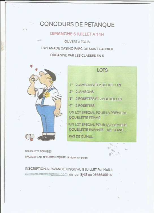 Concours de pétanque en Doublette - Saint-Galmier
