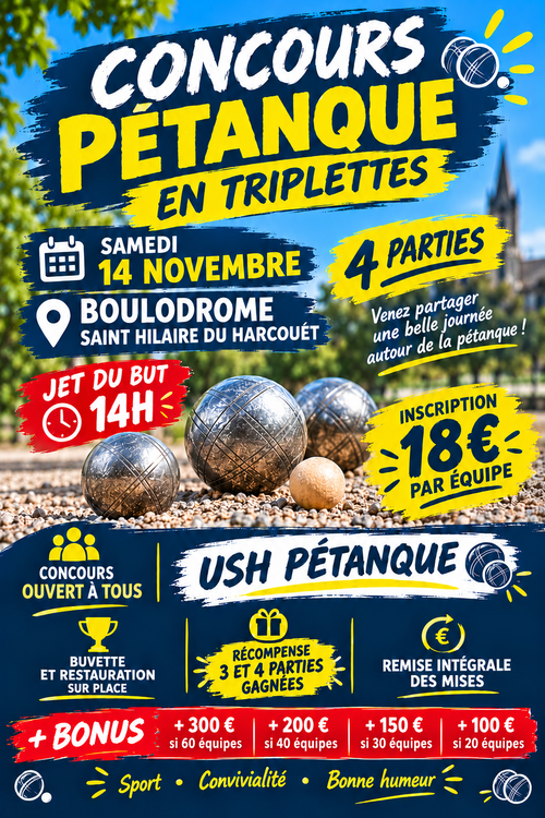 Concours de pétanque en Triplette - Saint-Hilaire-du-Harcouët