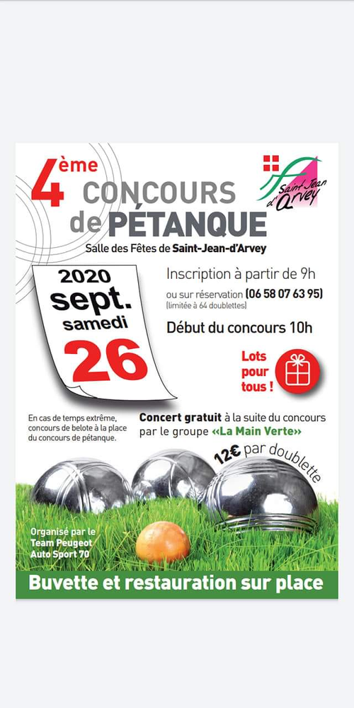 Concours de pétanque en Doublette - Saint-Jean-d'Arvey