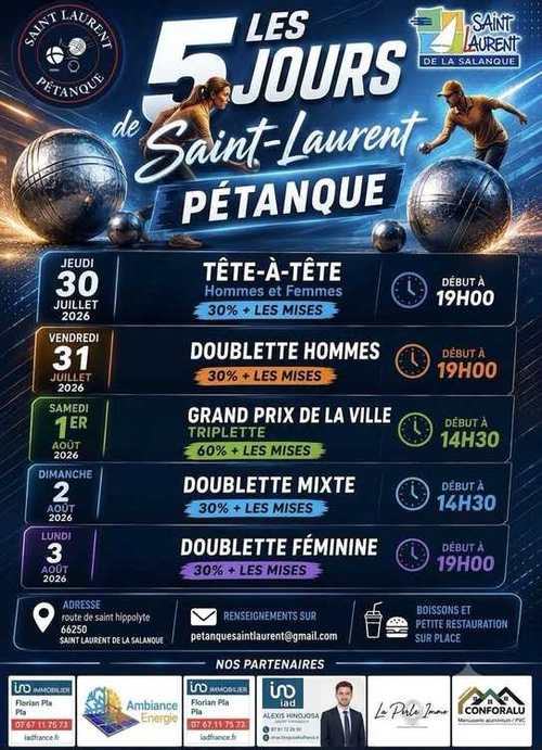 Concours de pétanque en Tête à tête - Départemental - SAINT LAURENT PETANQUE