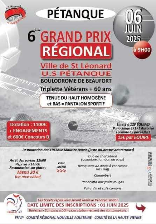 Concours de pétanque en Triplette - Régional - Saint-Léonard-de-Noblat