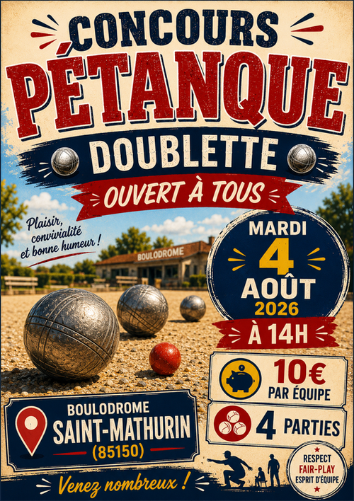 Concours de pétanque en Doublette - Saint-Mathurin