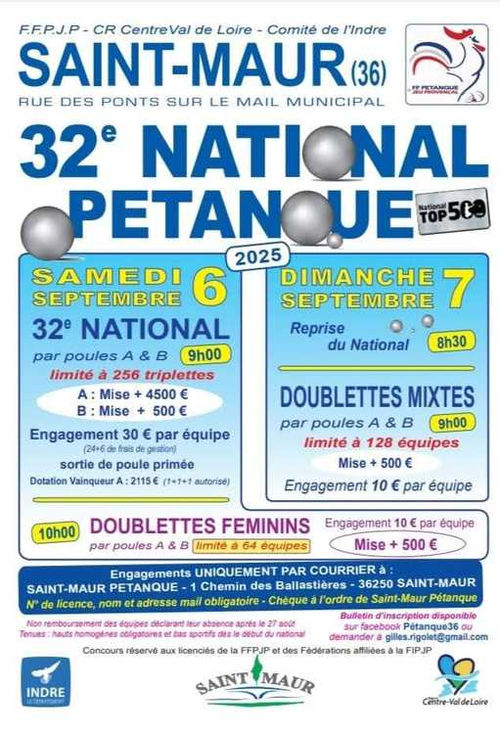 Concours de pétanque en Triplette - National TOP 500 - Saint-Maur
