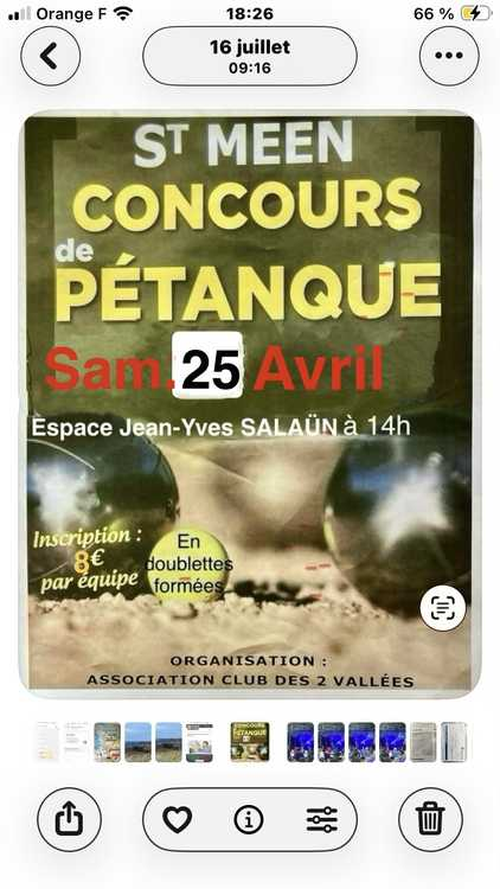 Concours de pétanque en Doublette - Saint-Méen