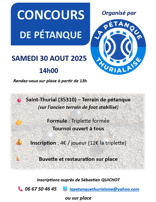 Concours de pétanque en Triplette - Saint-Thurial