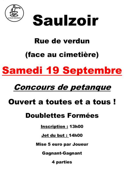 Concours de pétanque en Doublette - Saulzoir