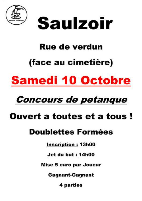 Concours de pétanque en Doublette - Saulzoir