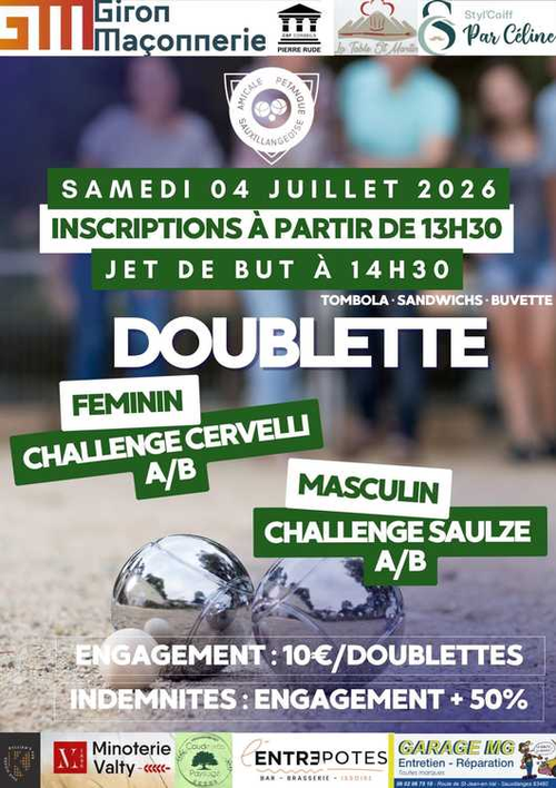Concours de pétanque en Doublette - Départemental - SAUXILLANGES