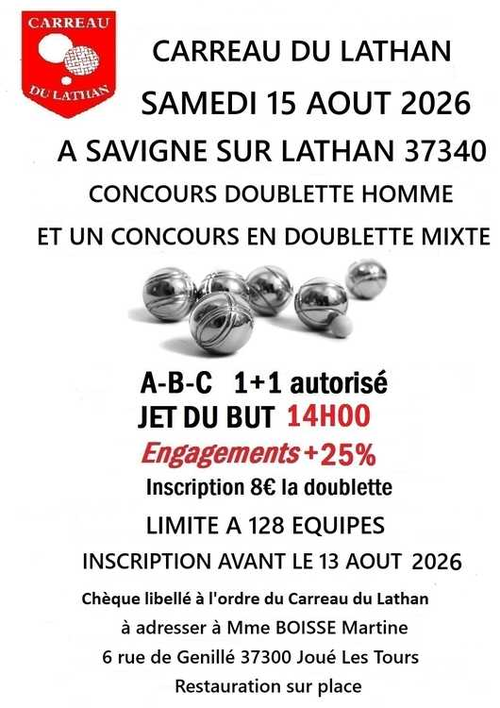Concours de pétanque en Doublette Mixte - Départemental - Savigné-sur-Lathan - 37340
