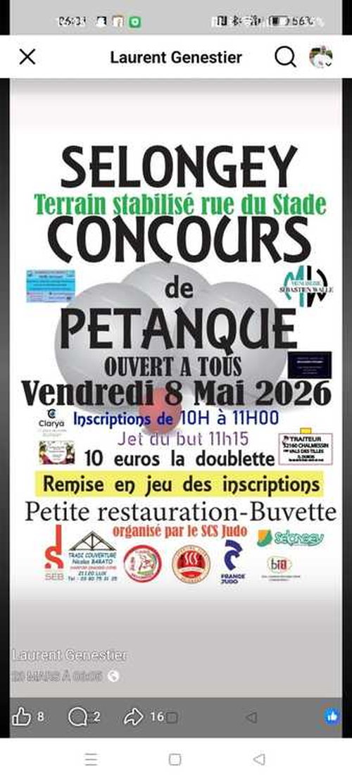 Concours de pétanque en Doublette - Selongey