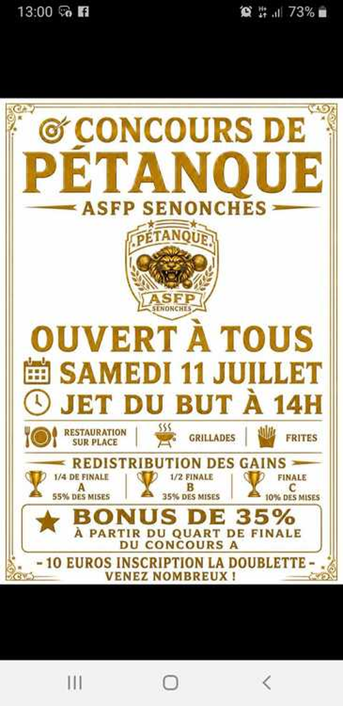 Concours de pétanque en Doublette - Senonches