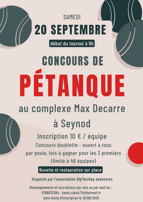 Concours de pétanque en Doublette - Seynod