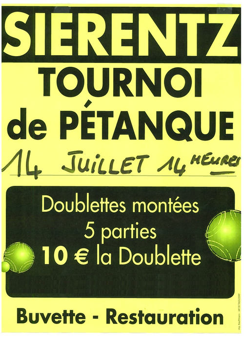 Concours de pétanque en Doublette - Sierentz