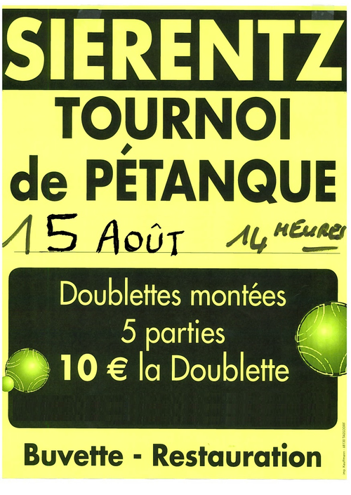 Concours de pétanque en Doublette - Sierentz