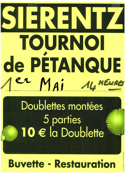 Concours de pétanque en Doublette - Sierentz