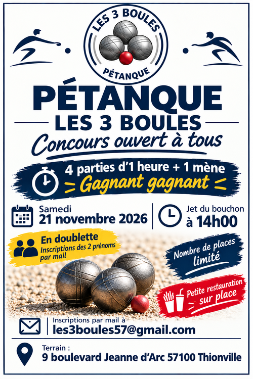 Concours de pétanque en Doublette - Thionville
