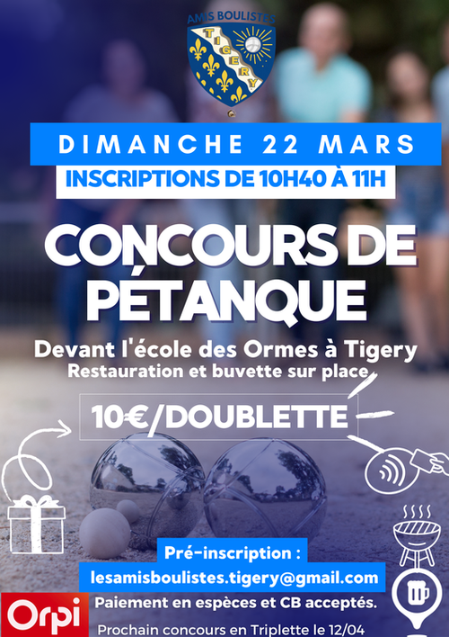 Concours de pétanque en Doublette - Tigery