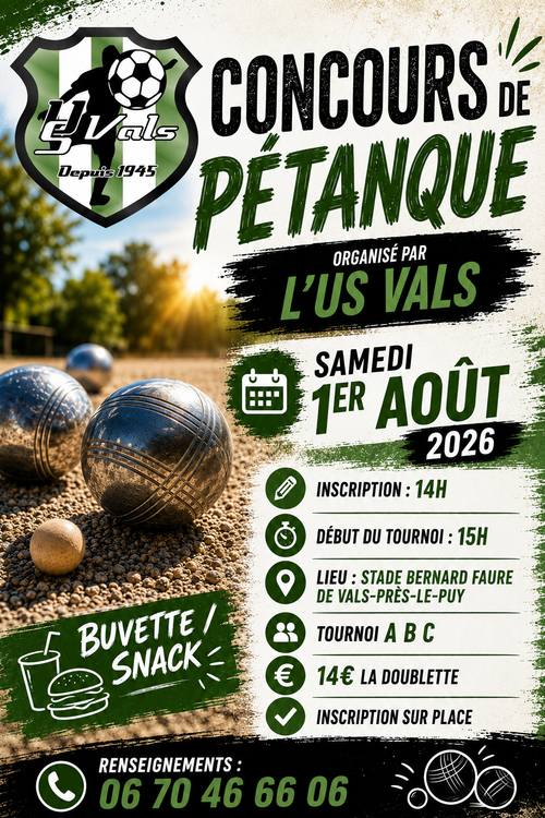 Concours de pétanque en Doublette - Vals-près-le-Puy
