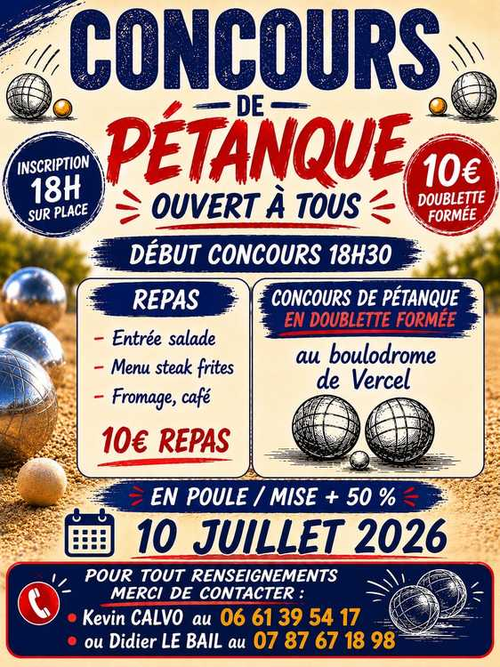 Concours de pétanque en Doublette - Vercel-Villedieu-le-Camp