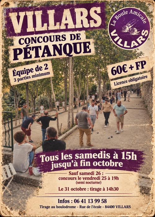 Concours de pétanque en Doublette - Villars