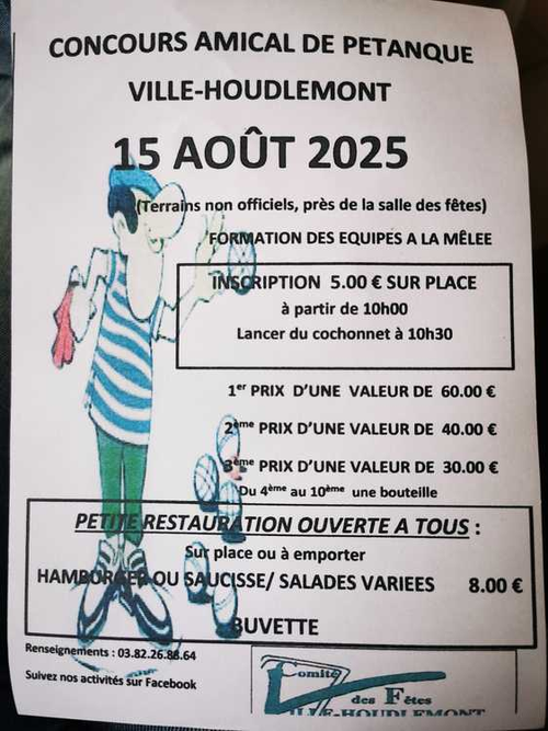 Concours de pétanque en Doublette à la mêlée - Ville-Houdlémont