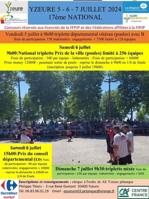 Concours de pétanque en Triplette - National TOP 500 - Yzeure