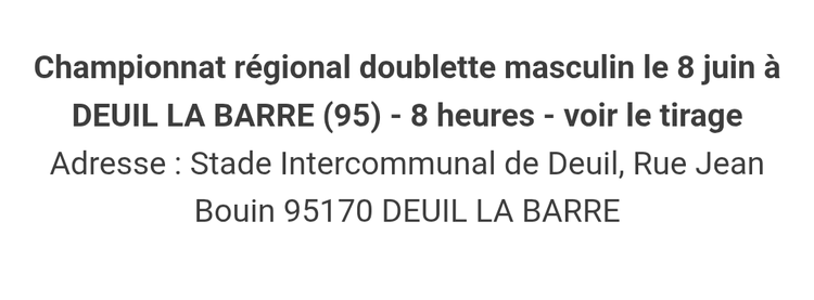 Championnat de ligue IDF doublette TC à Deuil la Barre (95) le dimanche 8 juin - Actualité du club de pétanque Pétancoeurs Mantais