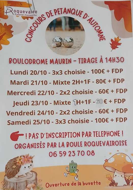 Erratum semaine bouliste - Actualité du club de pétanque La boule Roquevairoise
