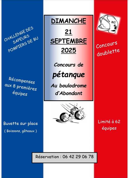 Concours en Doublette le 21 septembre 2025 - Abondant - 28410