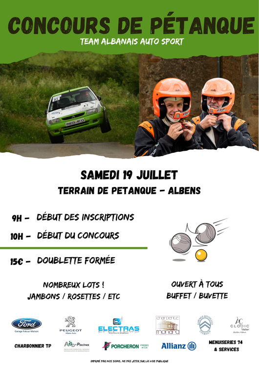Concours de pétanque Ouvert à tous - Albens
