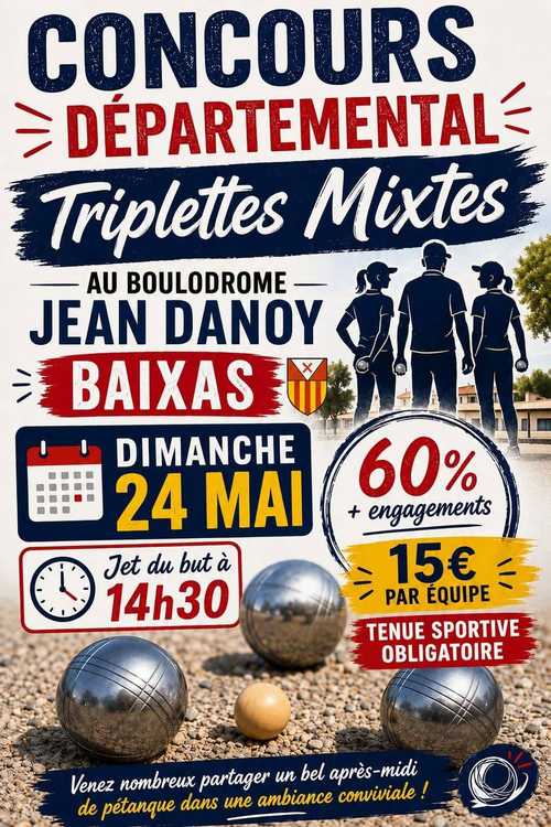 Concours en Triplette Mixte le 24 mai 2026 - Lieu à définir (66) - 00000