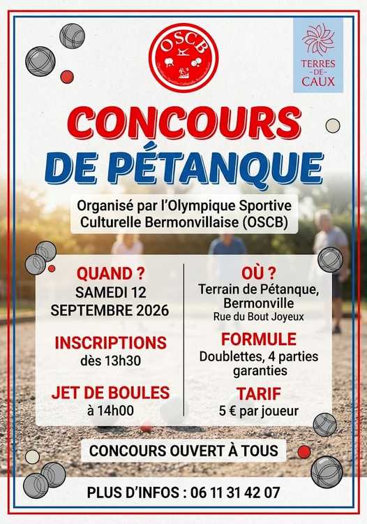Concours en Doublette le 12 septembre 2026 - Bermonville - 76640
