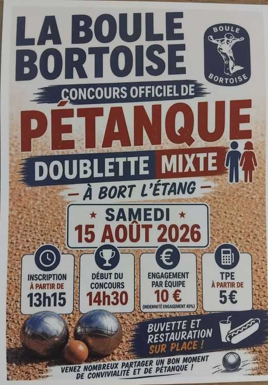 Concours en Doublette Mixte le 15 août 2026 - Lieu à définir (63) - 00000