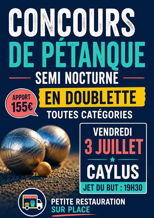 Concours en Doublette le 3 juillet 2026 - Lieu à définir (82) - 00000