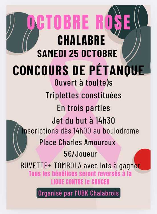 Concours en Triplette le 25 octobre 2025 - Chalabre - 11230