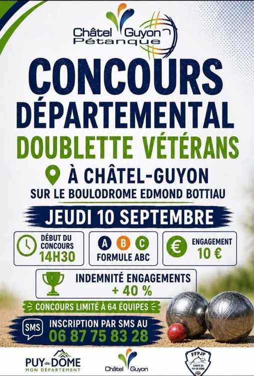 Concours en Doublette le 10 septembre 2026 - Lieu à définir (63) - 00000