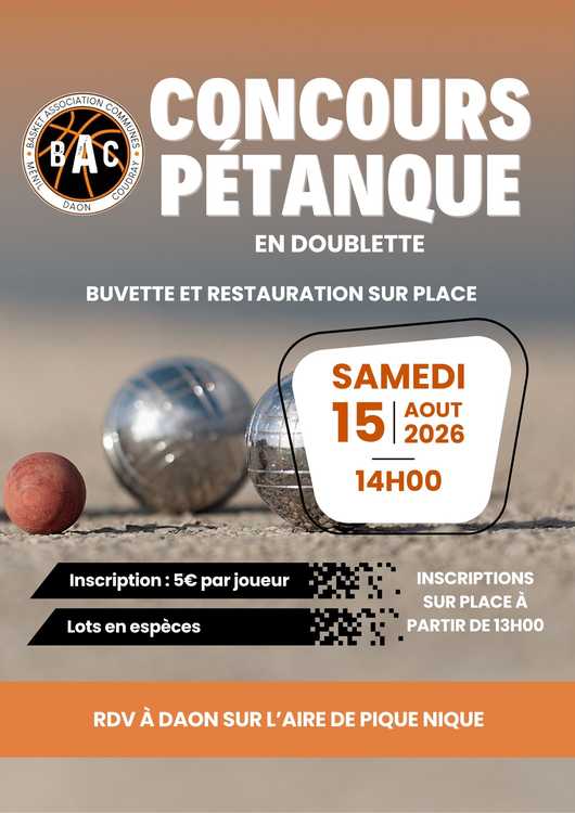 Concours en Doublette le 15 août 2026 - Daon - 53200