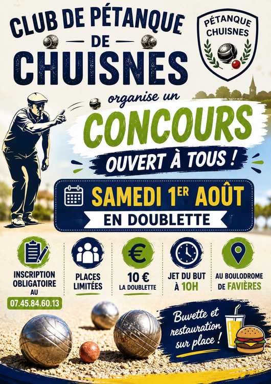 Concours en Doublette le 1 août 2026 - Favières - 28170