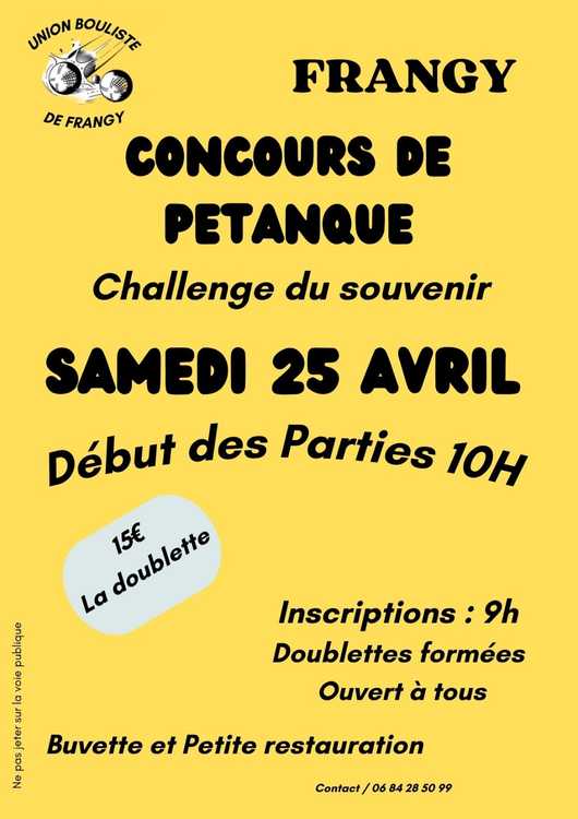 Concours de pétanque Ouvert à tous - Frangy