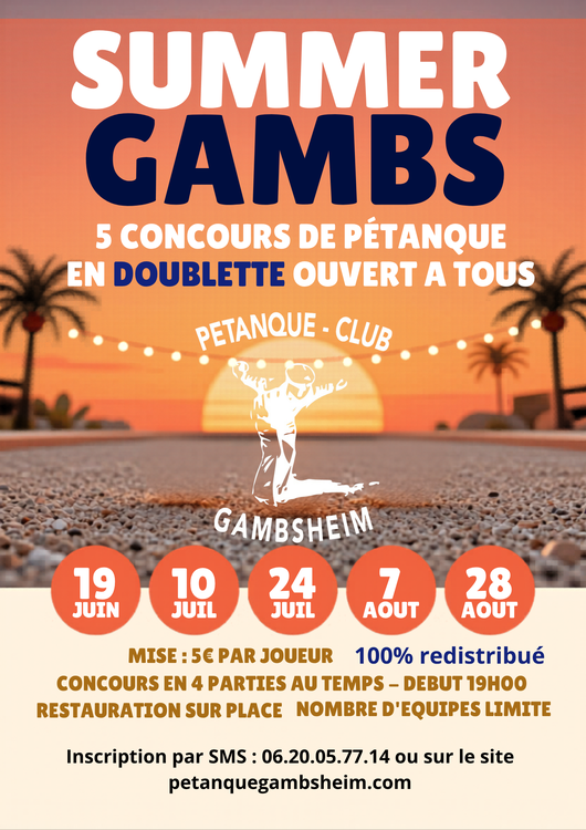 Concours en Doublette le 19 juin 2026 - Gambsheim - 67760