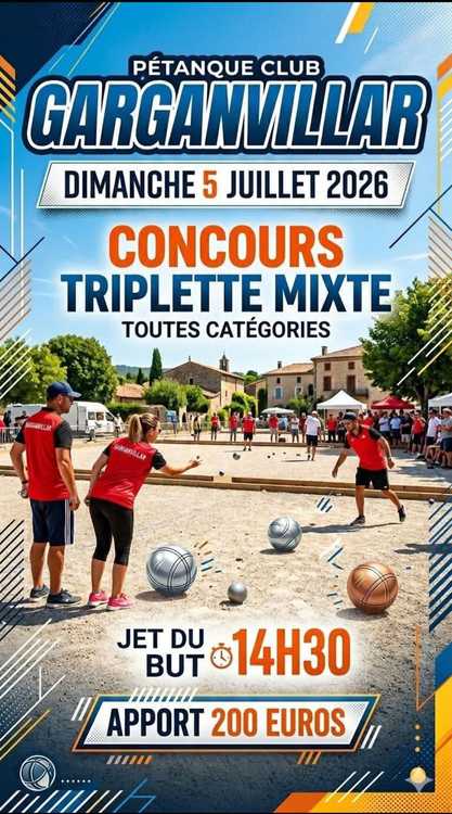 Concours en Triplette Mixte le 5 juillet 2026 - Lieu à définir (82) - 00000