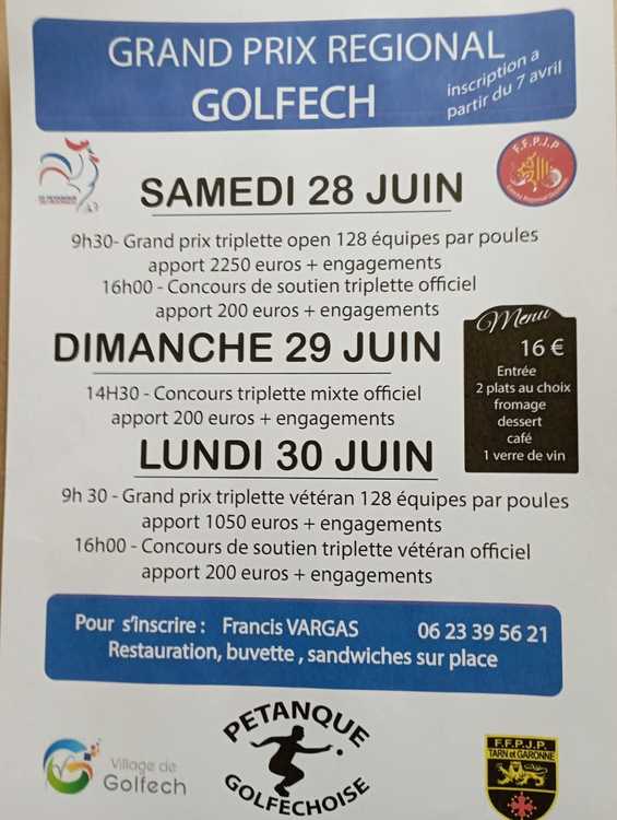 Concours de pétanque Ouvert à tous - Golfech