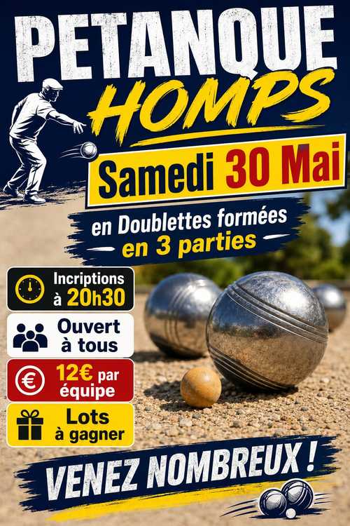 Concours en Doublette le 30 mai 2026 - Homps - 11200