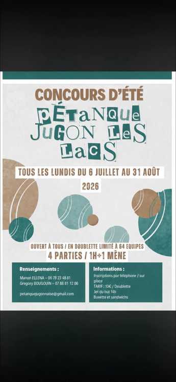 Concours en Doublette le 27 juillet 2026 - Jugon-les-Lacs - 22270