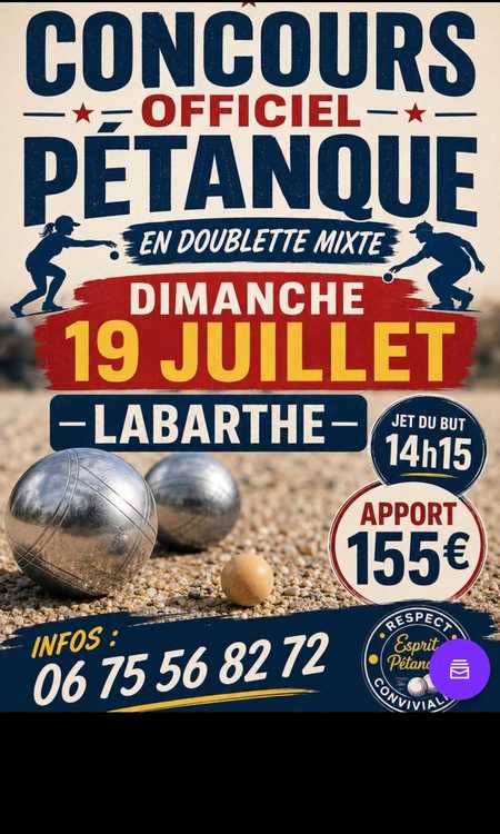Concours en Doublette le 19 juillet 2026 - Lieu à définir (82) - 00000
